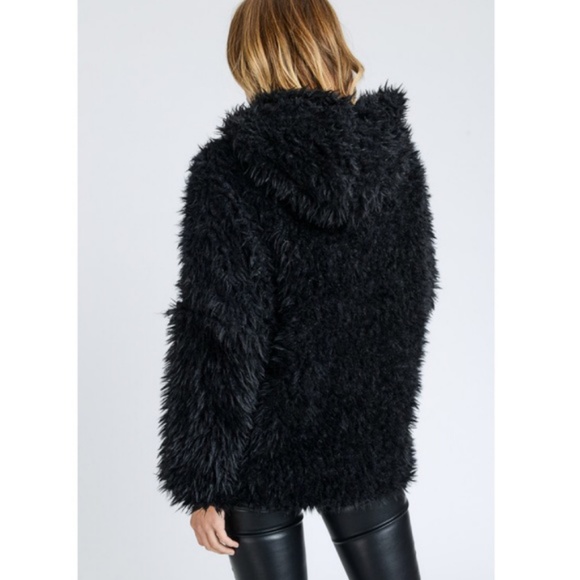 Fuzzy Hoodie Jacket in Black or Wine Adoorable!!! - Picture 2 of 6